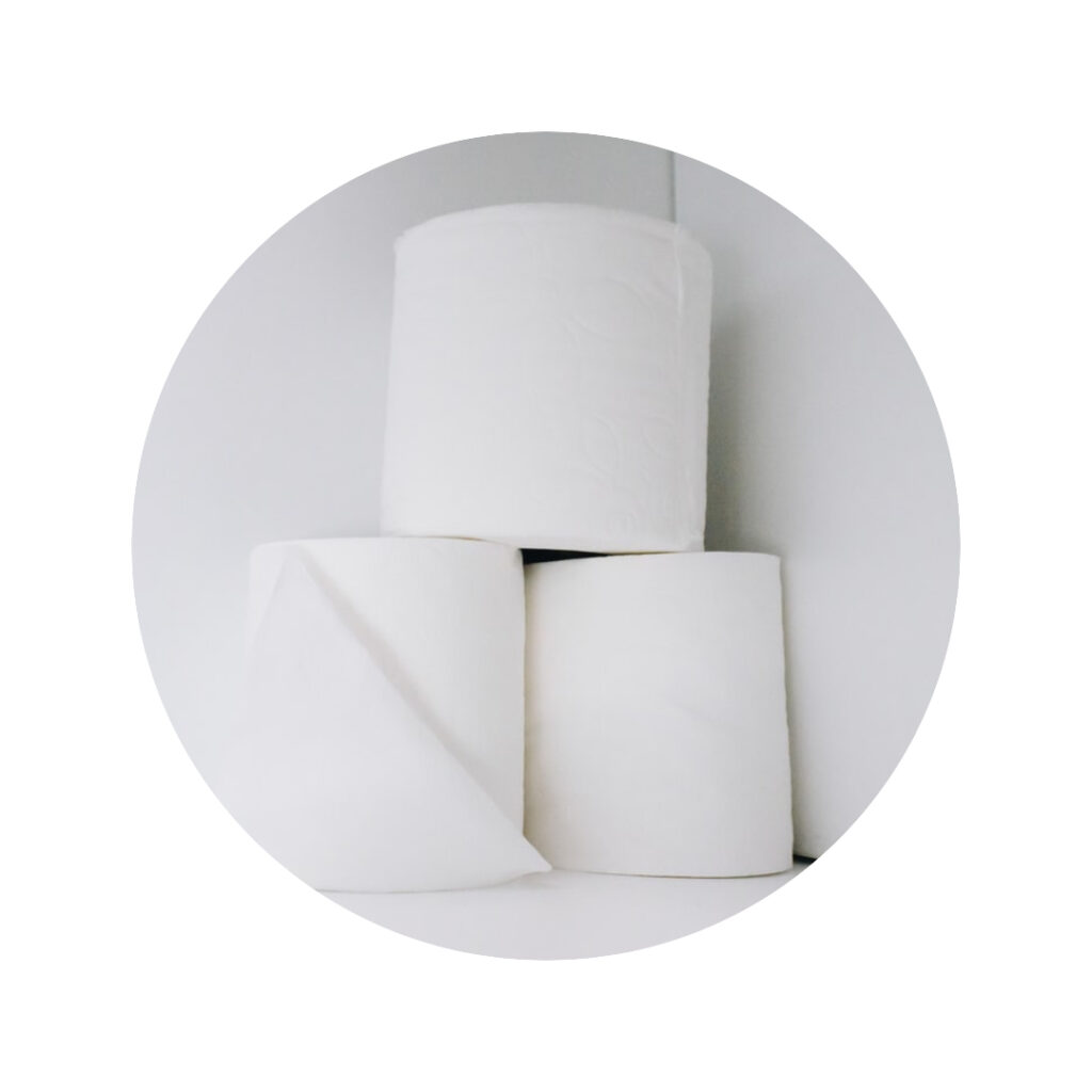 three rolls of toilet paper, representing the vacation rental services provided by Exclusive Cleaning Summit, a vacation rental cleaning company in Summit County, CO